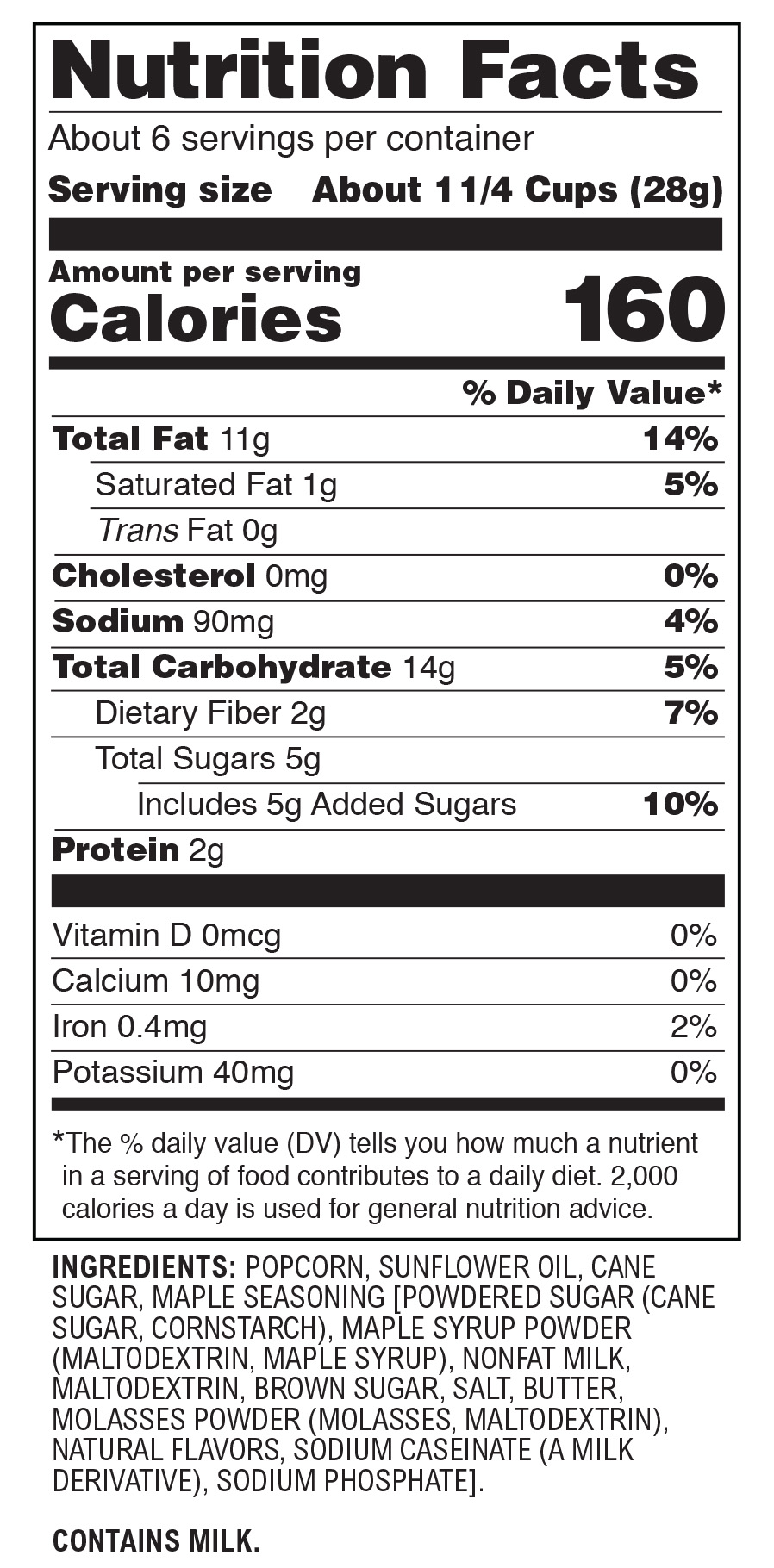 nutritional chart